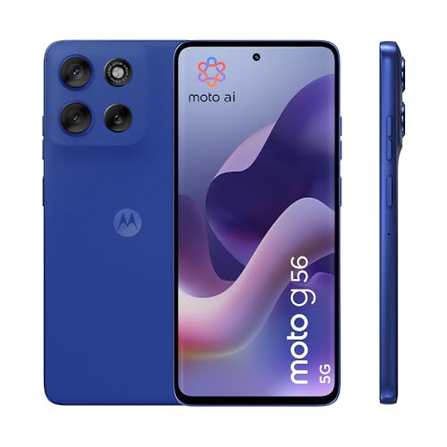 Motorola moto g56 5G 8/256GB, Fotocamera 50MP + sensore antisfarfallio, Display 6.72″ FHD+ 120Hz, batteria 5200mAh, MediaTek Dimensity 7060, Android 15, PANTONE Dazzling Blue