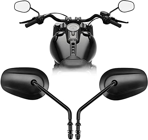 Black 8mm Teardrop Rearview Mirrors for Harley Touring/Street Glide/Road Glide/Road King/Electra Glide/Tri Glide Freewheeler/Street XG500 XG750/Sportster/XL883/1200/Softail/Street Bob/Low Rider/Dyna