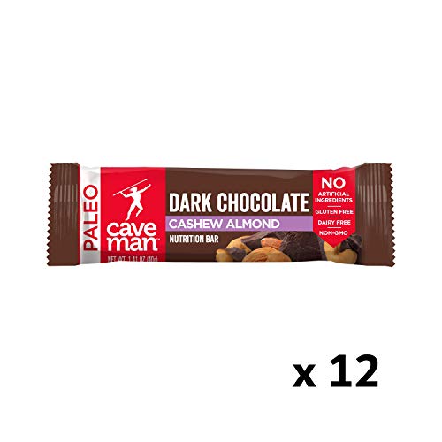 Caveman Foods Paleo-Friendly Nutrition Bar Dark Chocolate Cashew Almond, 16.9 Ounce, 12 Count