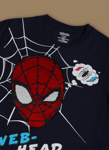 Image of Kidsville Official Marvel Comics Spiderman Boy's Graphic Printed Half Sleeves Round Neck Regular Fit Pure Breathable Cotton Fabric T-Shirt