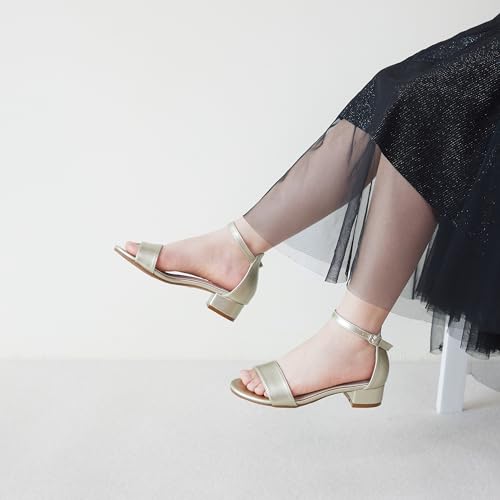 Felix & Flora Girls Sandals Low Heels Open Toe Flower Girl Dress Shoes3