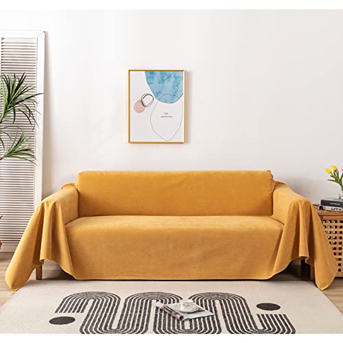 Funda de pana impermeable para sofá de 3 plazas, antideslizante, manta protectora para decoración de sala de estar, funda completa grande (180 x 300 cm, amarillo)