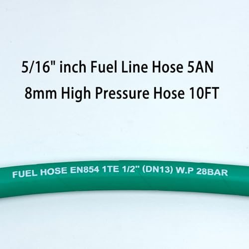 Image of Fuel Line 5 /16 inch inch,High Pressure Fuel Line Hose,10FT 5AN 8mm,Engines Fuel Systems,Marine Fuel Hose, Agricultural Machinery Fuel Line,Green,2.8Mpa 400PSI EN854-1TE