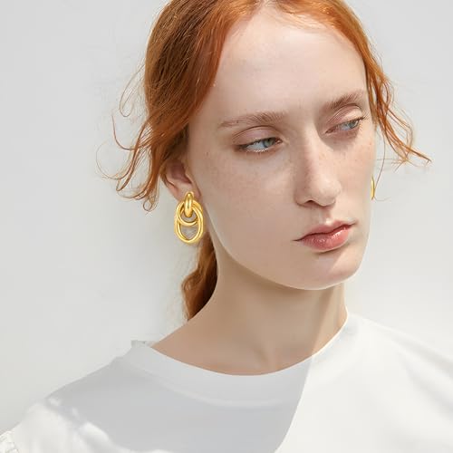 Gold Geometric Clip On Earrings for Women 18K Chunky Gold Knot Link Clip Earrings Trendy Jewelry2