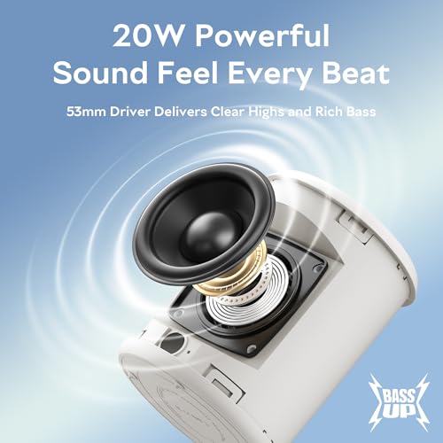 Image of Portable Bluetooth Speaker, IPX7 Waterproof Wireless Speaker with 20W Loud Stereo Sound, 15H Playtime & Beat-Synced RGB Light, Small Outdoor Speaker for Shower, Pool, Beach,Hiking,Gifts(Gray)