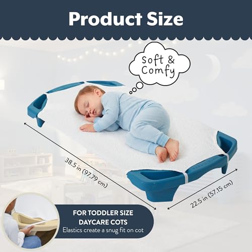 Image of Angeles Angels Rest ABC Fitted Cot Sheet with Elastic Straps, Toddler Size, Cot Sheets for Daycare, Toddler Cot Sheets, ABC Print, Set of 100