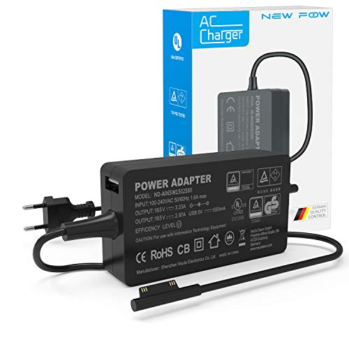 44W Cargador Surface Pro,adaptador de corriente para Surface Pro 3,Surface Pro 4/Pro 5/Pro 6,Surface GO,Surface 2017/Laptop/Book,modelo 1625 1706 ,con puerto USB y cable de extensión de alimentación