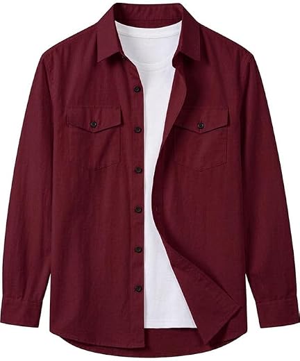 DEELMO Men Solid Slim Fit Casual Overshirt Style Shirt | Full Sleeve Button-Down Layering Shirt Smart Casual Look