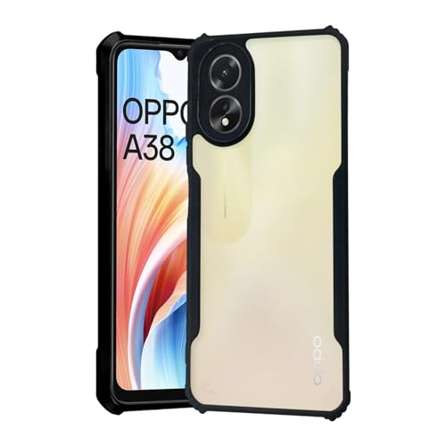 Image of AIBEX Crystal Clear Back Cover Case for Oppo A18 4G / Oppo A38 4G | 360 Degree Protection | Shock Proof Design | Transparent Back Cover Case (PC & TPU, Black Bumper)