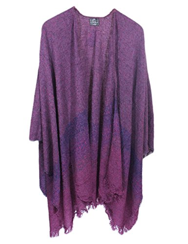 Wool Ruana Kerry Woollen Mills Burgundy Made in Ireland