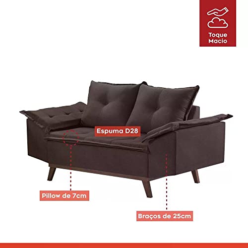 Sofá 2 Lugares 165cm M141 Martins Estofados Suede/marrom Chocolate