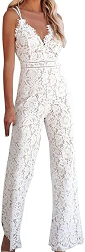 IWFEV Jumpsuit voor dames, met pailletten, patchwork-overlay, ruches IWFEV Jumpsuit voor dames, met pailletten, patchwork-overlay, ruches