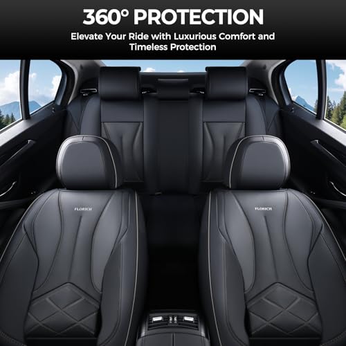 FLORICH Car Seat Covers Full Set, Leather Seat Covers for Cars, Waterproof Car Seat Protectors 5 Seats, Front and Rear Seat Covers for Cars, Automotive Seat Protector Fit for Most Car SUV Truck by FLORICH - Used condition - Image 8