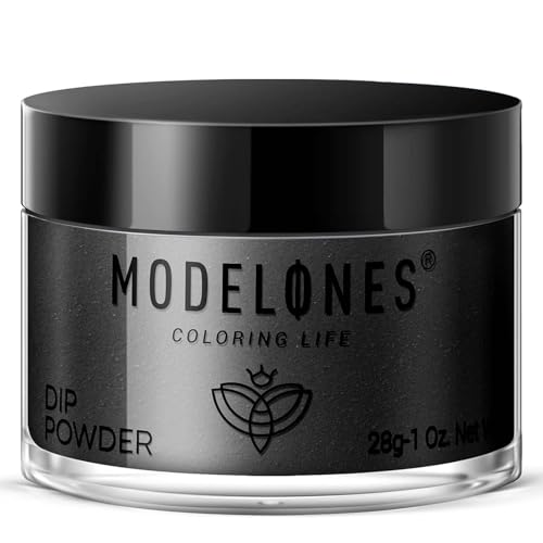 Modelones Dip Powder Black Color Nail Dipping Powder French Nail Art 28 Long-Lasting Build Powder Pro System Salon DIY at Home No Needed Lamp Cured