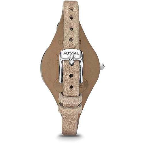 Fossil Georgia Reloj para mujer, movimiento de cuarzo con correa de acero o piel, Marrón claro y tono plata, 32MM