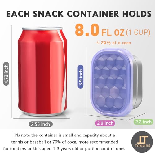Snack Pro - Small (1 CUP) Stainless Steel Snack Containers for Kids | Easy Open Leak Proof Food Containers with Silicone Lids - Perfect Metal Toddler Lunch Box for Daycare and School (8oz*3)