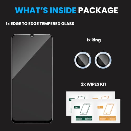 Image of ArmourPro Edge to Edge Tempered Glass for Vivo T5 Lite with Blue Camera Ring Guard, 9H Screen Protector, Anti-Scratch, Anti-Fingerprint, Bubble-Free Installation Kit
