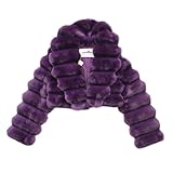 DLNYC DANIEL'S LEATHER NEW YORK CITY EST. 1995 Luxury Chinchilla Fur Jacket for Women – Cropped Puffer Style, Puffer Style, Women's Winter Outerwear (US, Alpha, Large, Regular, Regular, Purple)