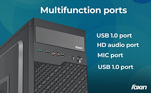 Image of Foxin ACE Desktop Computer Case /PC Cabinet - with Steel Metal Body | Front Panel 2 x USB 1.0 Port | ATX Motherboard Compatible | Color Metallic Black