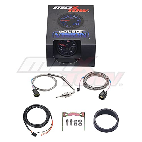 Maxtow Double Vision 2200 F Pyrometer Exhaust Gas Temperature Egt Gauge Kit - Includes Type K Probe - Black Gauge Face - Blue Led Dial - Analog & Digital Readouts - For Gas Trucks - 2-1/16" 52Mm #TOP5
