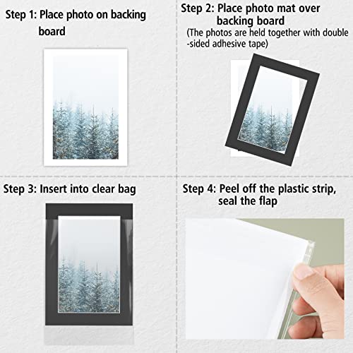Golden State Art, Pack Of 10 Black Pre-Cut 5X7 Picture Mat For 4X6 Photo With White Core Mattes Sets. Includes 10 High Premier Acid Free Bevel Cut Matts & 10 Backing Backers Board & 10 Clear Bags #TOP5