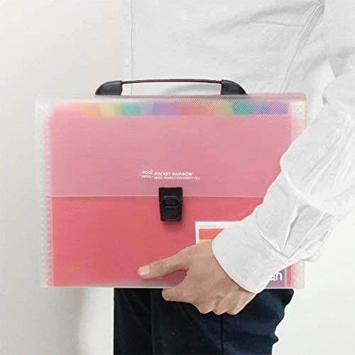 Image of Files Folder 13 Pockets A4 Rainbow Accordion File Organizer,Index Handle File High Capacity Expanding Document Folder for Business Office Study
