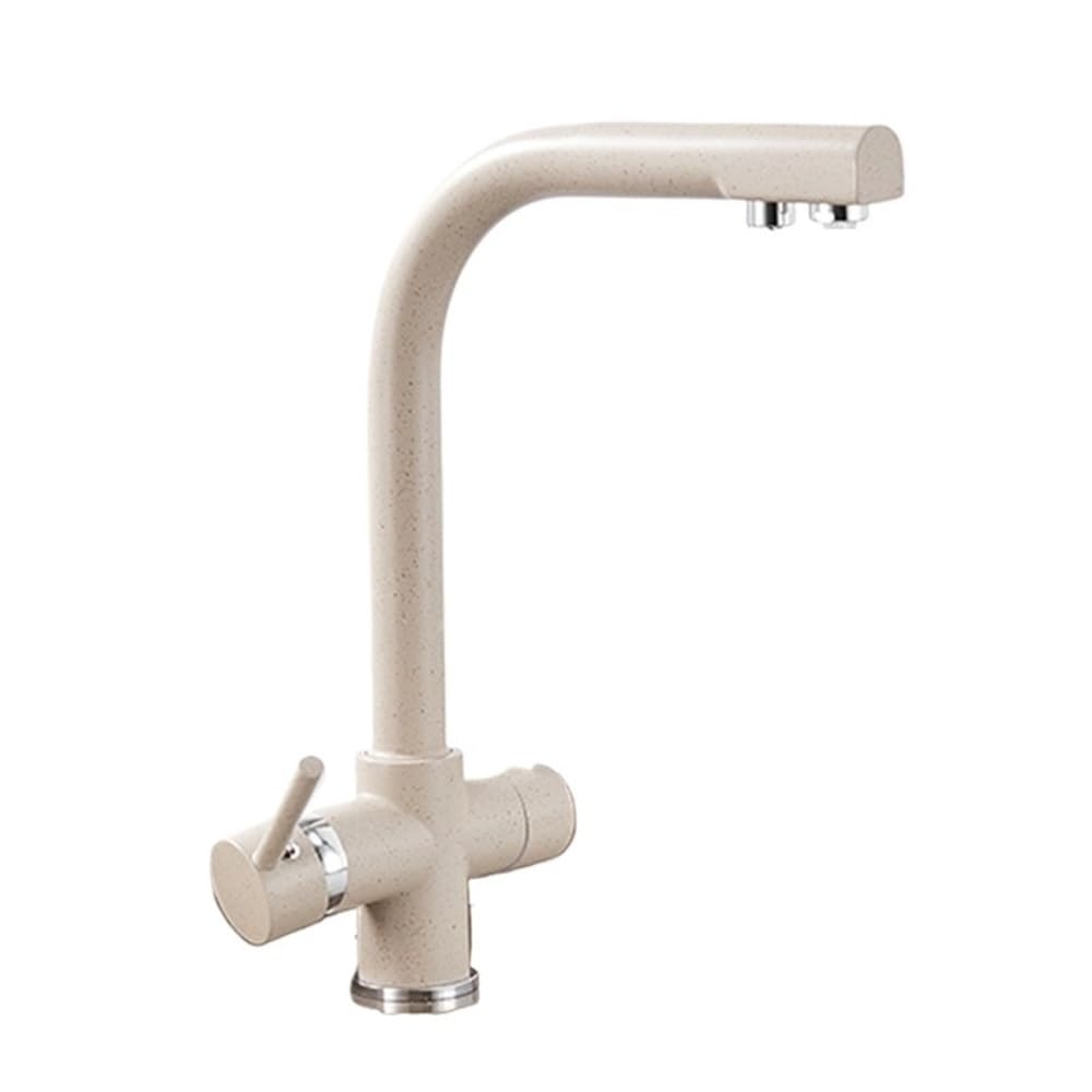 Kitchen Faucets Solid Brass for Kitchen Deck Mounted Three Ways Sink Mixer 3 Way Kitchen Faucet XT-123(Beige)