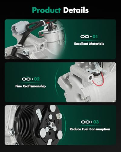 Image of SCITOO 2002-2006 A /C Compressor for Honda CR-V AC Compressor 2.4L Fast Cooling Air Conditioning Compressor for Honda CRV HS110R 38810PNB006 58881 | Fast Cooling, Ultra Low Noise (≤72 dB)Air Conditioner Compressor with Clutch, Easy Installation, 57881 58881 2041612