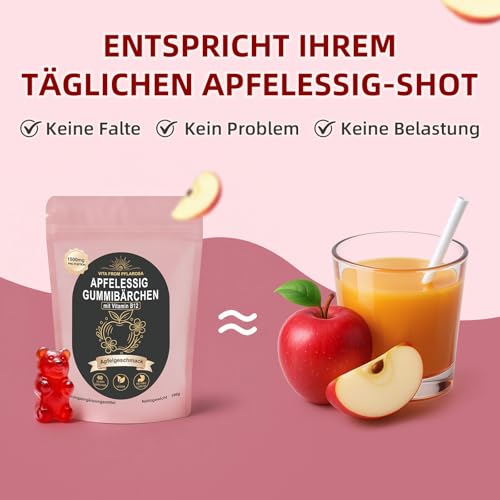 Apfelessig Gummies für Frauen – Feminine Balance Gummies mit Vitamin B12 & Vaginal Probiotics – Unterstützt Energie… – Ansicht 4
