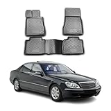 OMAC Floor Mats for Mercedes S Class W220 Long S500 S55 AMG 1999-2006 Car Mats All Weather 3D Custom Fit Rubber Mat Waterproof Odorless TPE Floor Liners Laser Measured Non-Slip (Black)