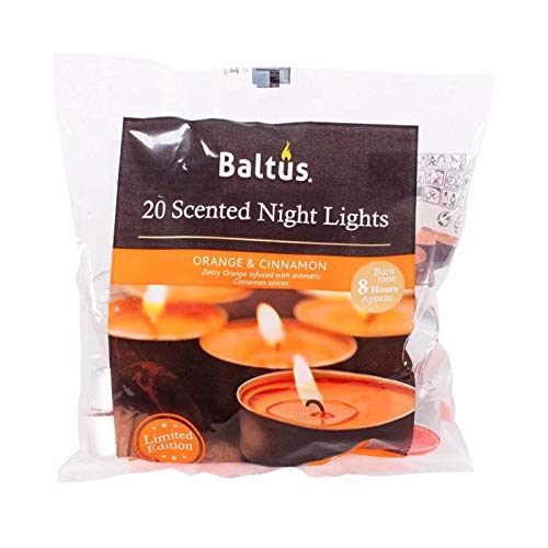 Lot de 20 bougies chauffe-plat Parfum d'hiver 8 heures (orange et cannelle) Cover