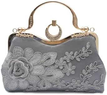 Women Evening Bag Floral Embroidery Clutch Bag Vintage Handbag Br...