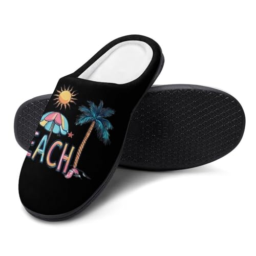Life Cute Beach Women's Cotton Slippers Indoor Outdoor Slip-on Warm House Shoes with Anti-Skid Rubber Sole4