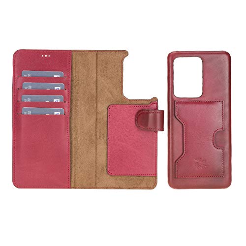 Étui portefeuille en cuir Samsung Galaxy S20 Ultra blocage RFID Venito Florence sans aimant rouge