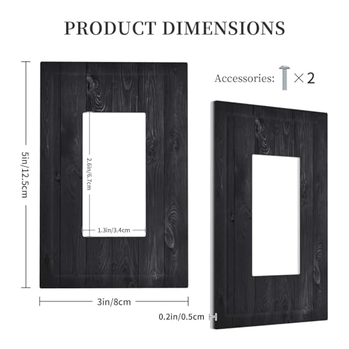 Decorative Outlet Covers Vintage Black Wood Plank Wooden Board 1 Gang Rocker Light Switch Cover Plate Single Decora Light Switch Covers Wall Plate Faceplate for Farmhouse Decor