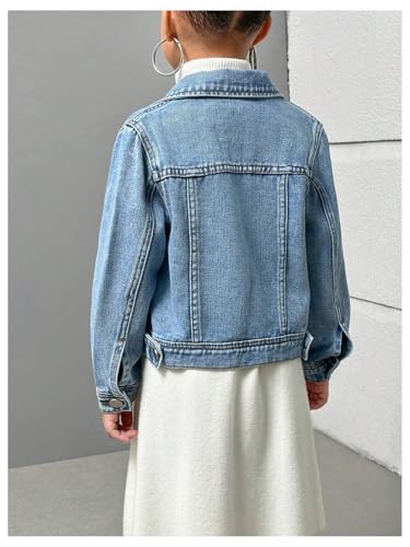 Girl's Cropped Denim Jacket Button Down Long Sleeve Jean Jackets Coat2