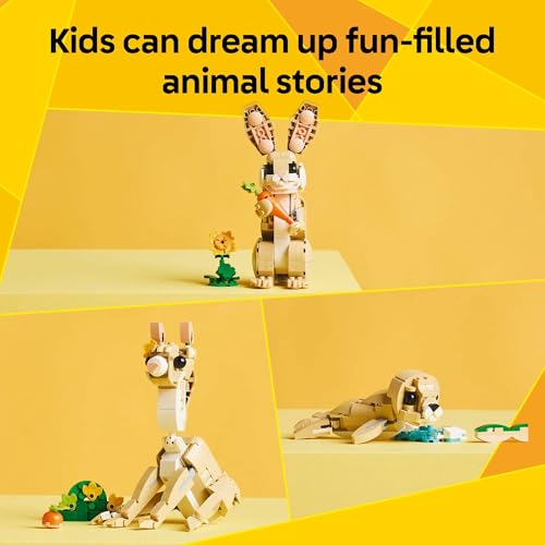 3-in-1 LEGO Creator Cute Bunny Toy Set for Kids, Ages 8+