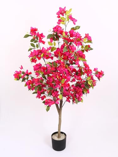 Image of Artificial Bougainvillea Tree 5 Feet with Pot Premium Pink Flower Plant for Home, Office, Living Room, Hotel & Indoor Decoration Natural Look, Maintenance-Free Faux Plant