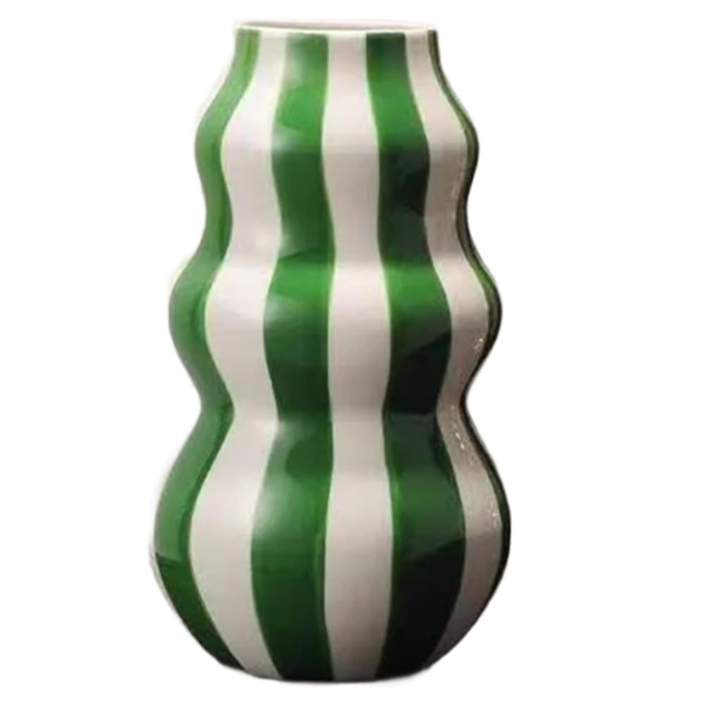 UDSKNV[KSL Painted Circle Ceramic Vase Ornaments Living Room Bedroom Entrance Desktop Flower Arrangement Art Decorate Green