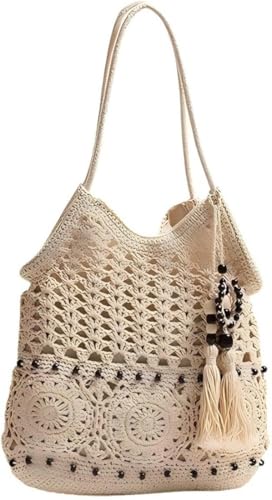 MASINIES Strohtasche, Strandtasche für Damen, handgefertigt, gewebt,...