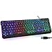 ⭐️KLIM™ Chroma - Teclado gaming ESPAÑOL + Teclado USB ligero, duradero, resistente al agua, ergonómico, silencioso + Teclado gamer con cable para PC PS4 Xbox One Mac + NUEVA VERSIÓN 2021 + Negro