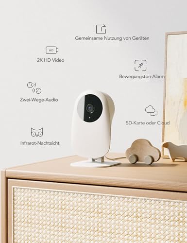 nooie - Vigilabebés con cámara y audio de 2 vías, wifi de 2,4 G, cámara 1080p, compatible con Alexa, cámara de vigilancia con detección de movimiento, visión nocturna y servicio en la nube - imagen 2