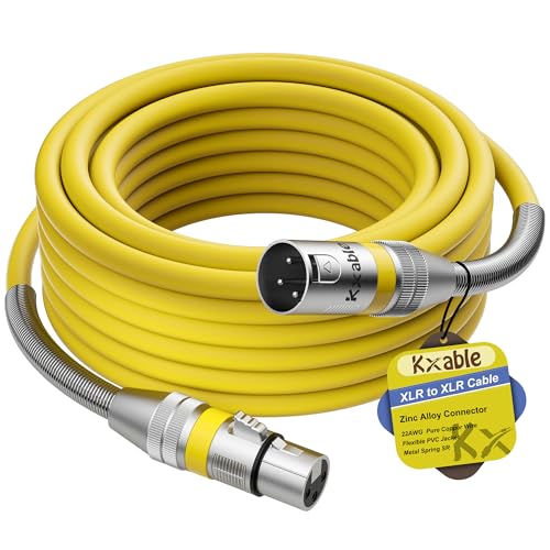 Premium XLR Cable 15 FT, 3 Pins XLR Microphone Male to Female Cord, Yellow