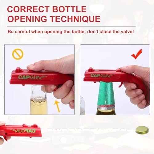 Flaschenöffner Pistole,2 Stück Lustige Schuss Flaschenöffner,Biergeschenke für Männer,Bieröffner im Pistolen-Design,FlaschenöffnerLustig für Den Einsatz Zu Hause,In Der Bar Oder Auf Partys(Grau,Rot)