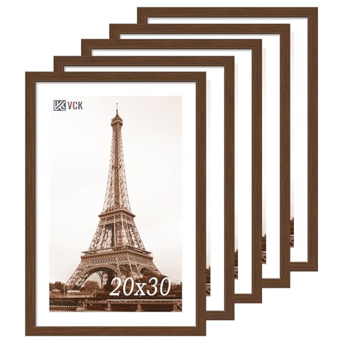 VCK 20x30 Poster Frame 5 Pack, Brown Wood Picture Frame with Exclusive Wood Grain, Wall Hanging