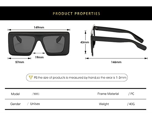 Square Fashion Men and Women Sunglasses Outdoor Holiday Beach Decoration (Color : G, Size : Medium)3