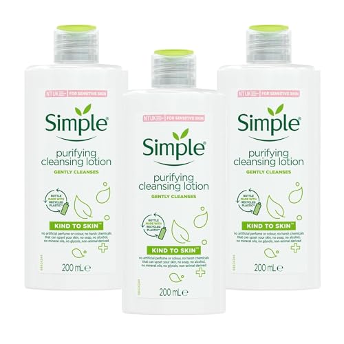 Aasram 3 x 200mL | Simple Kind to Skin Purifying Cleansing Lotion 200ml | Gently Cleanses | for Sensitive Skin | 3 Pack