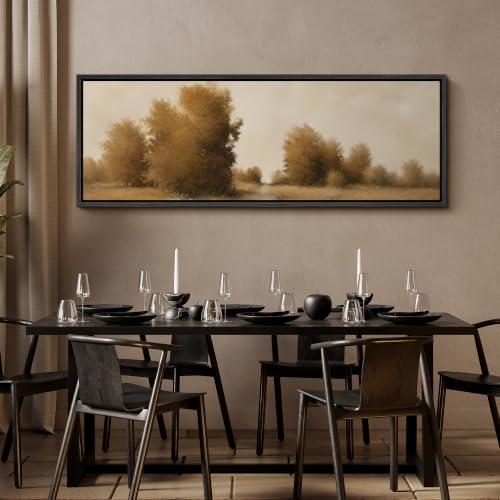 Image of MUDECOR Large Framed Canvas Print Wall Art Autumn Dirt Road for Living Room