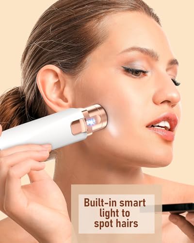 Eyebrow Trimmer & Facial Hair Removal for Women: 2-in-1 Rechargeable Face Shaver with LED Light, Painless Electric Razor for Eyebrows, Upper Lip, Chin & Peach Fuzz, Portable Hair Removal Device - Image 4