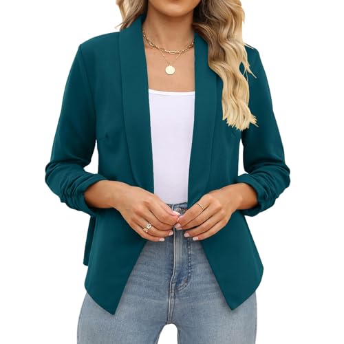 Image of POGTMM Women 3 /4 Sleeve Blazer Open Front Cardigan Jacket Work Office Blazer